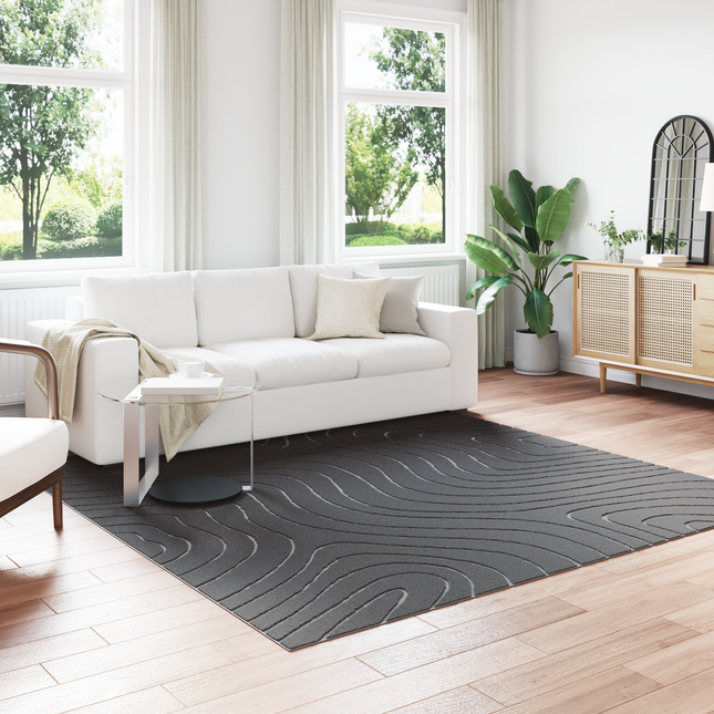 Områdetæpper Firkantet PALMERAS Antracit 240 x 240 cm Polyester