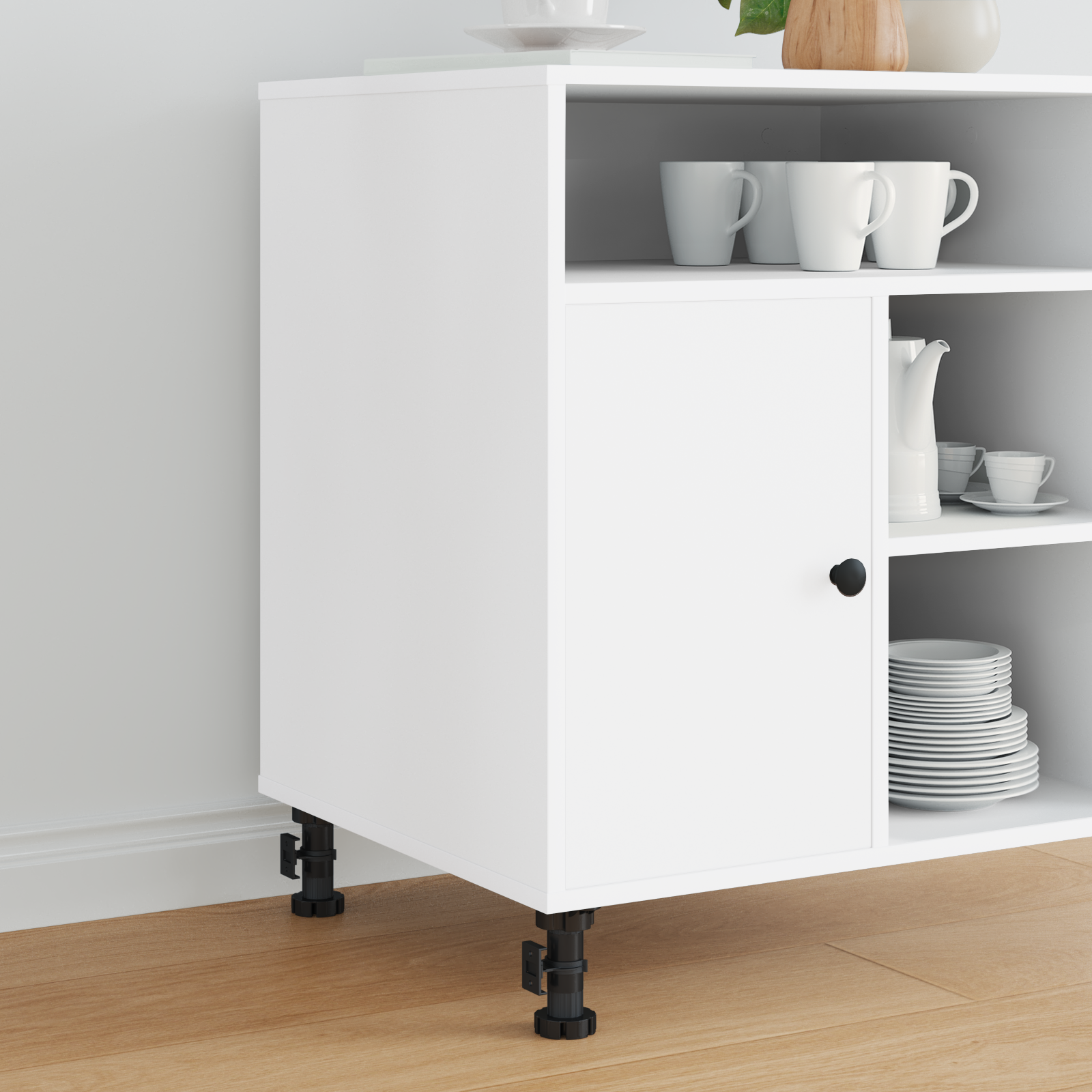 Møbelben Indstillelig 2 pcs Sort 46 x 46 x 128 mm PP