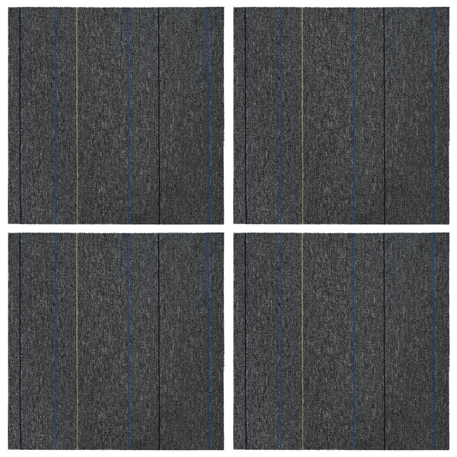 Tæppeflise Mellemgrå med Striber 50 x 50 cm 4 pcs PP og Bitumen
