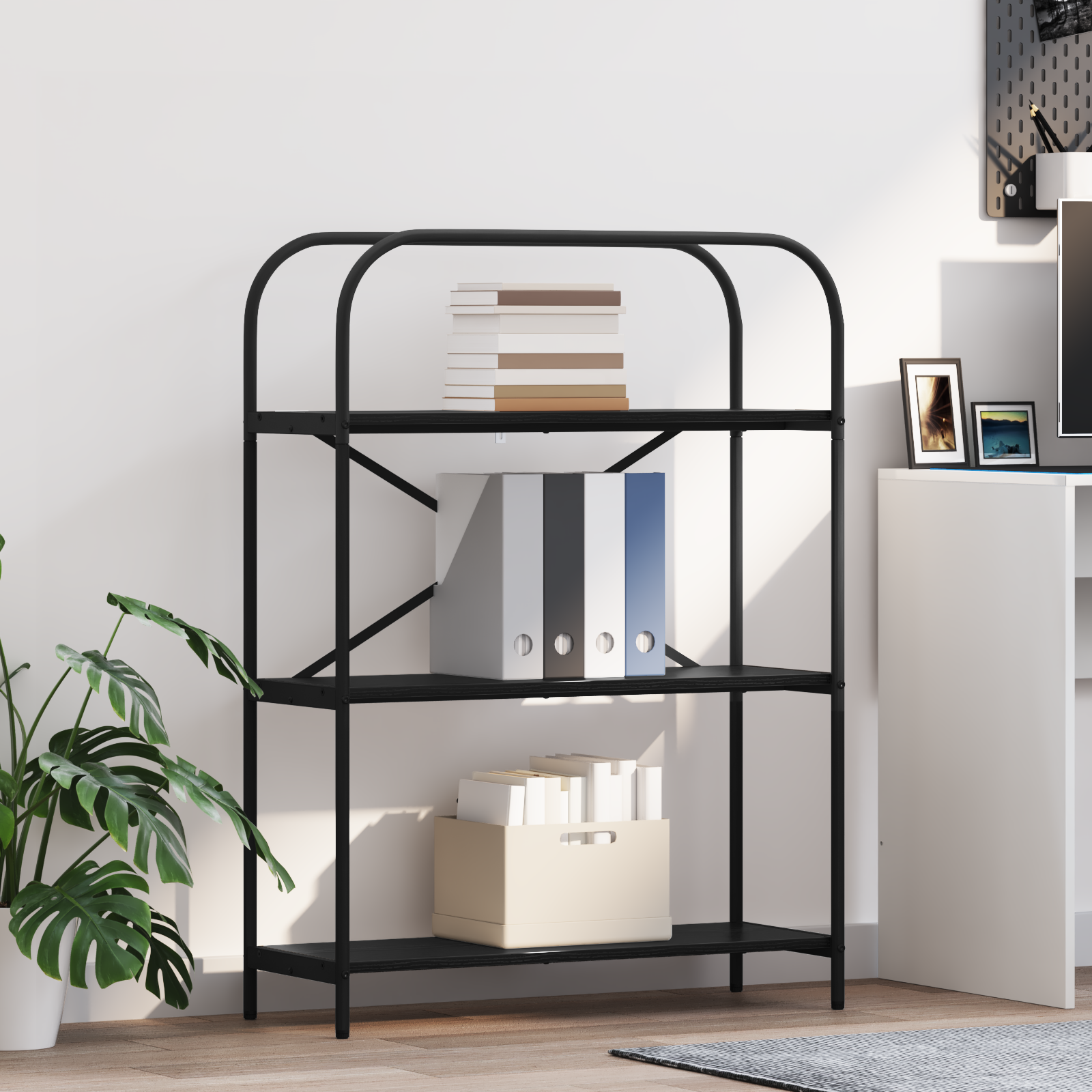 Bogreol Sort eg 80 x 30 x 109 cm Konstrueret træ