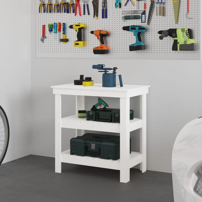 arbejdsbord 78,5x50x80 cm massivt fyrretræ hvid