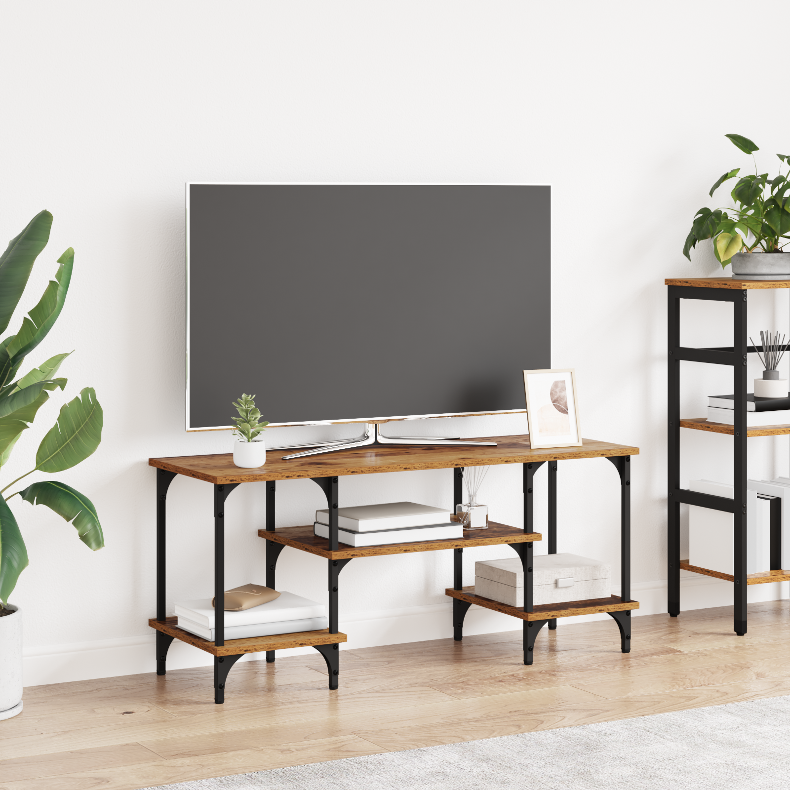 TV-skab Gammelt træ 102 x 35 x 45,5 cm Ingeniørt træ og jern