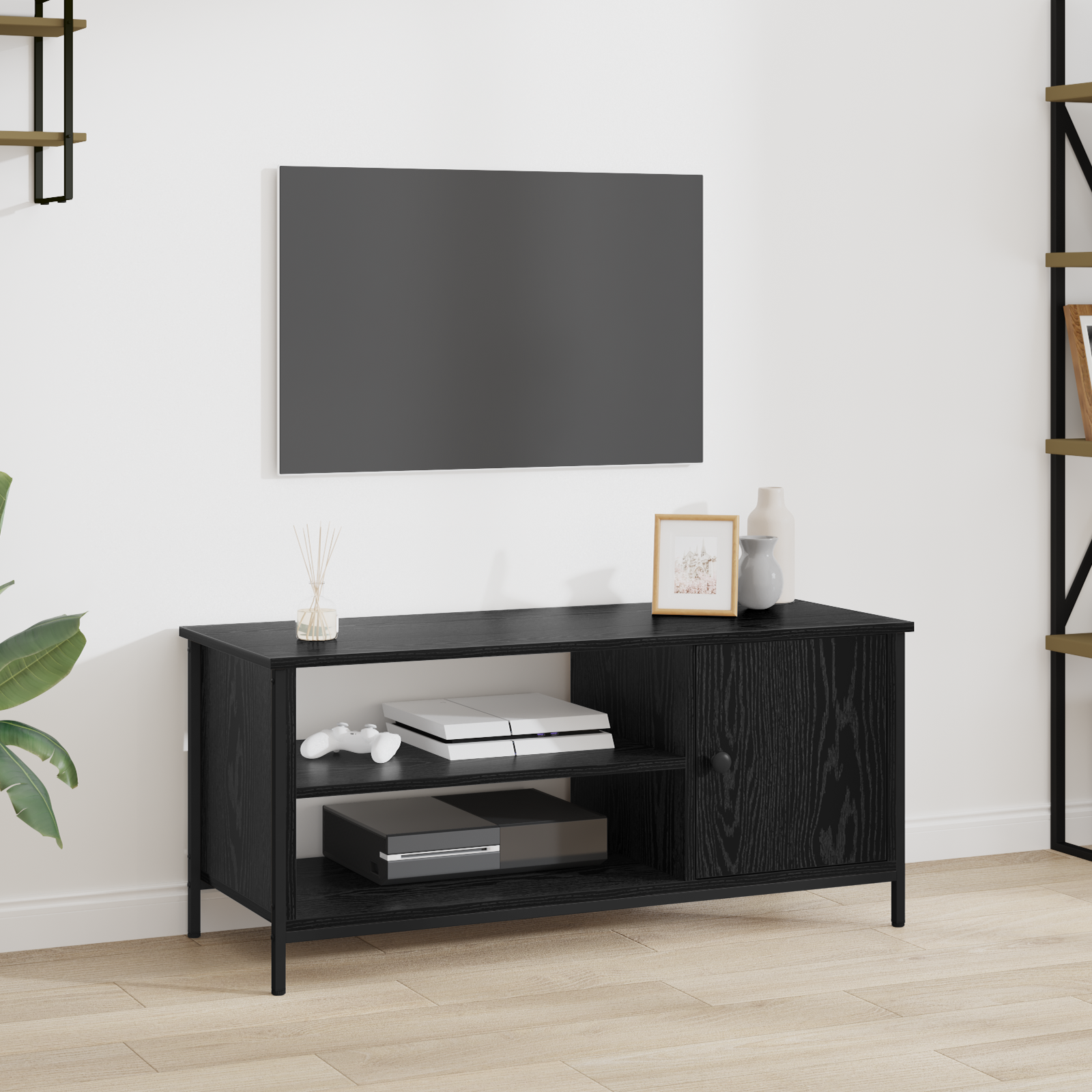 TV-skab Sort eg 100 x 40 x 45 cm Konstrueret træ