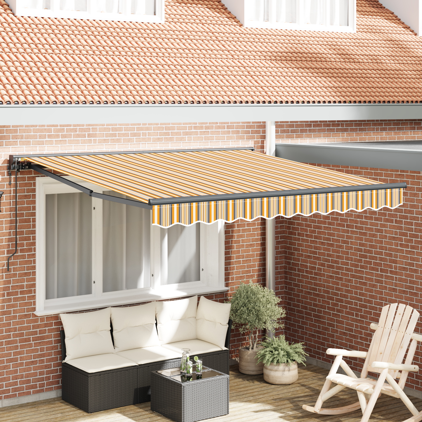 Markiseramme Gul og Grå 300 x 250 cm Polyester med PU belægning