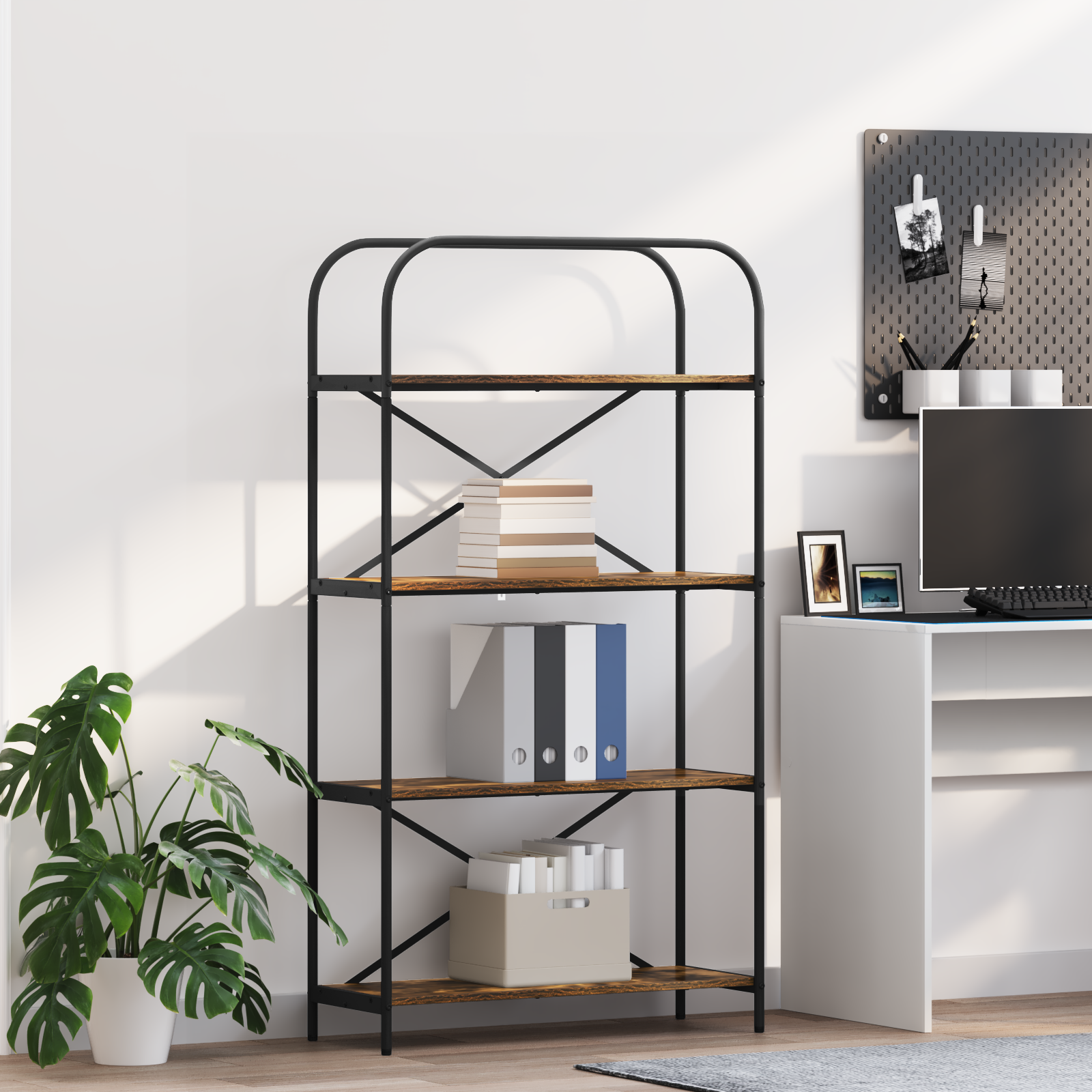Bogreol Røget eg 80 x 30 x 146 cm Konstrueret træ