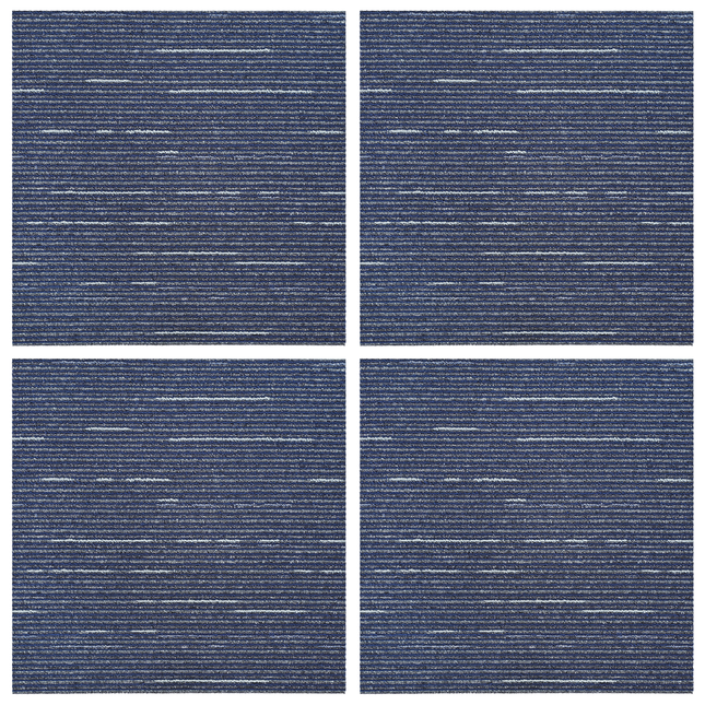 Tæppeflise Stripet Blå 50 x 50 cm 4 pcs PP og Bitumen