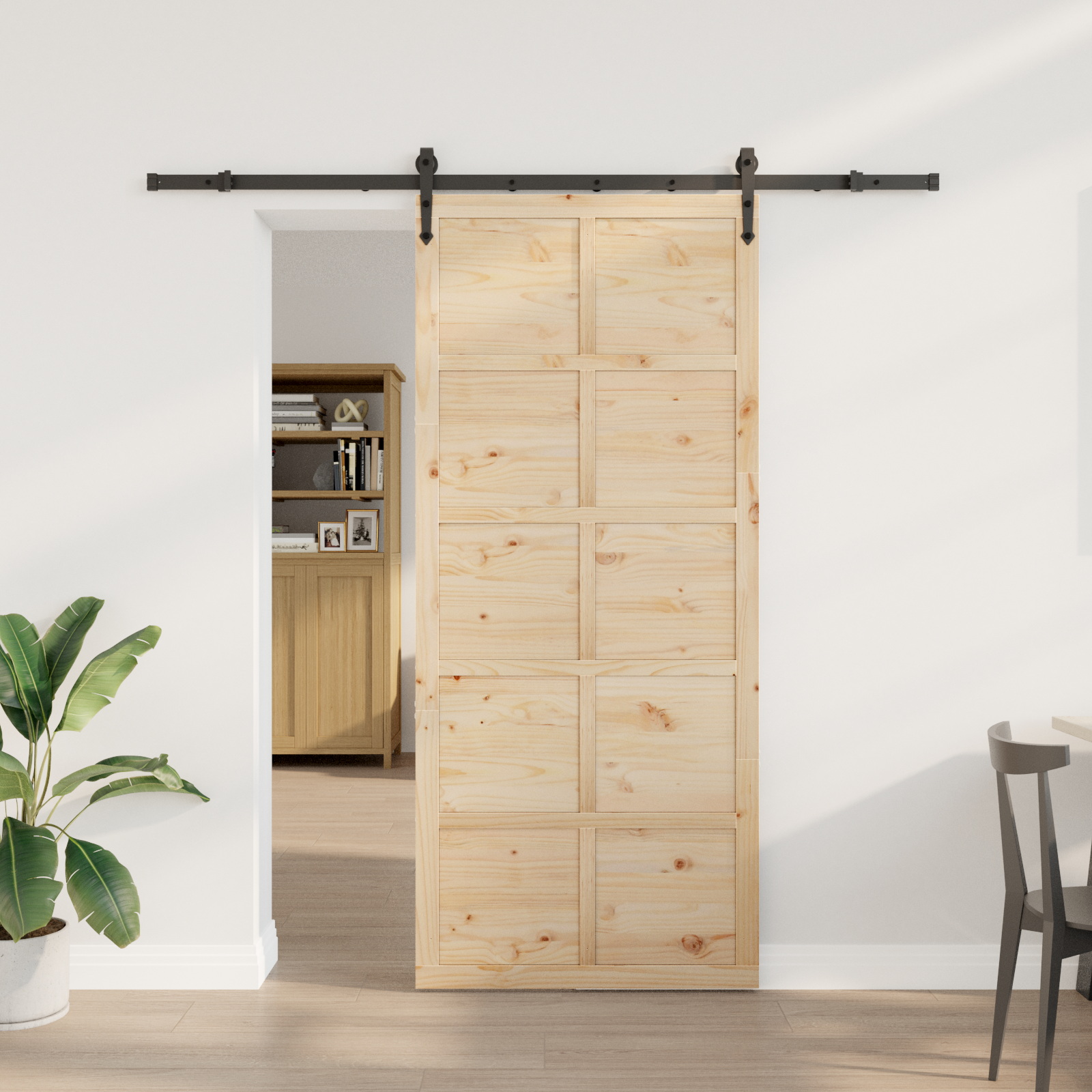Skydedør Naturfarvet 100 x 208 cm Massivt fyrretræ