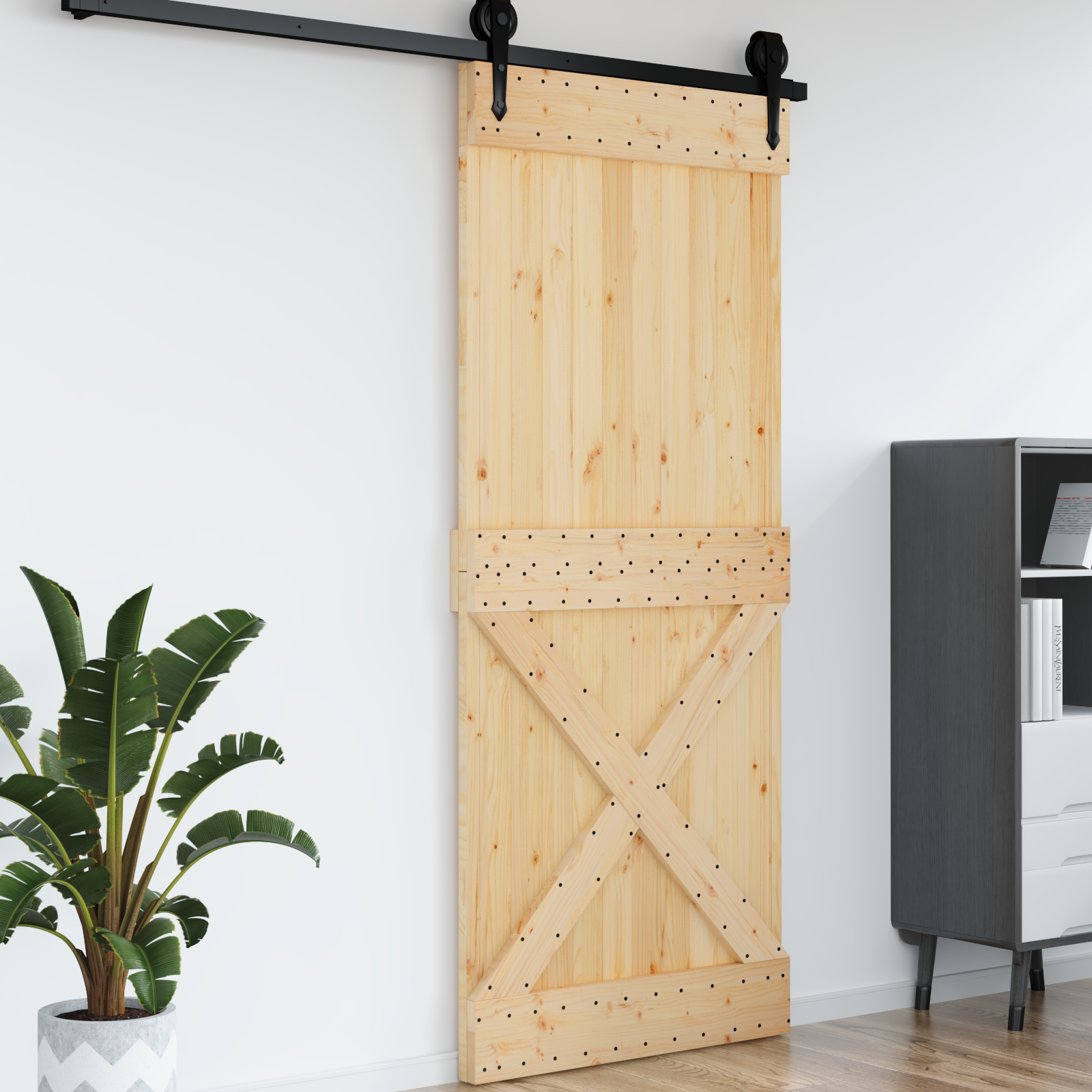 Dør NARVIK Naturfarvet 95 x 210 cm Massivt Fyrretræ