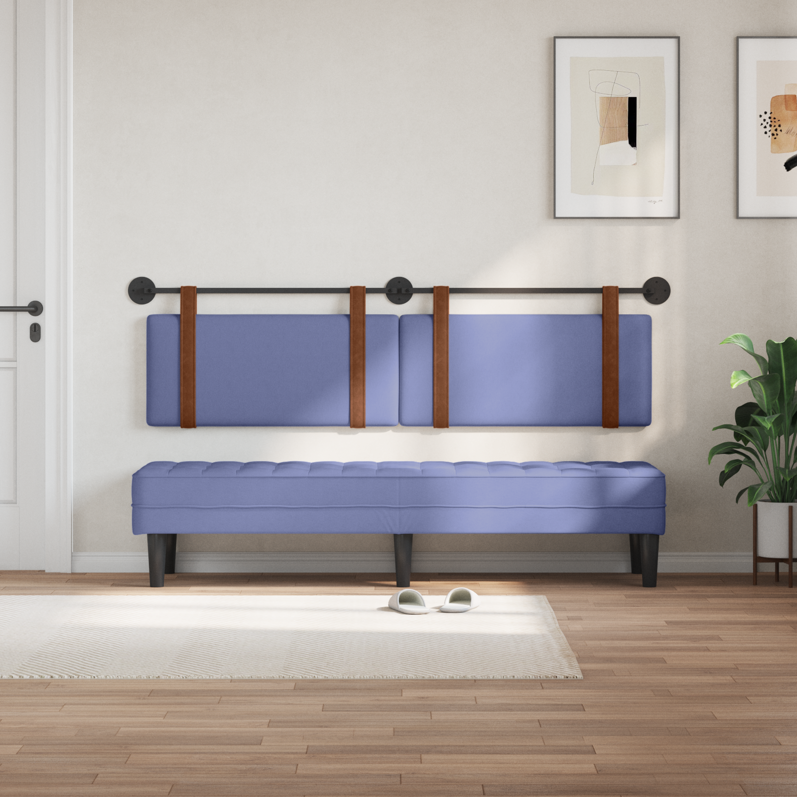 Hængende Hovedgavl Ensfarvet Jeans blå 190 x 55 x 5 cm Antik PU
