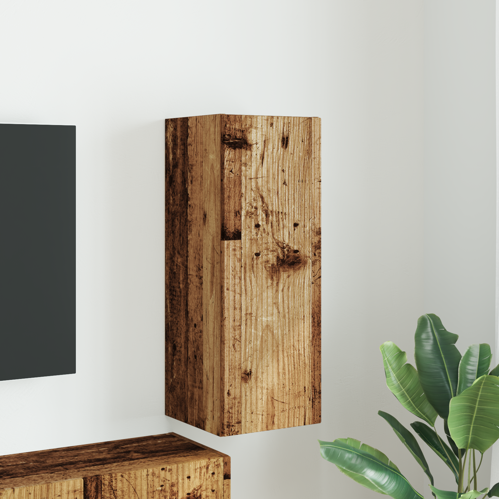 TV vægskab Gammelt træ 30 x 31 x 80 cm Konstrueret træ