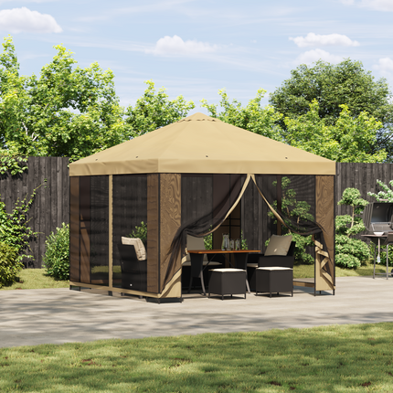 Pavillon 3 x 3 m Cremefarvet Polyester og Stål 190 gsm