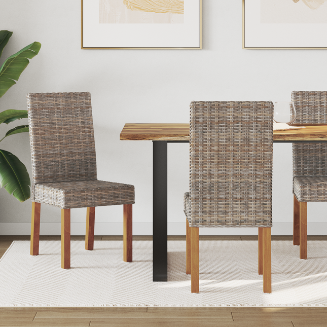 Spisestuestol 2 pcs Kubu Rattan og massiv mahogni træ Kubu Grå