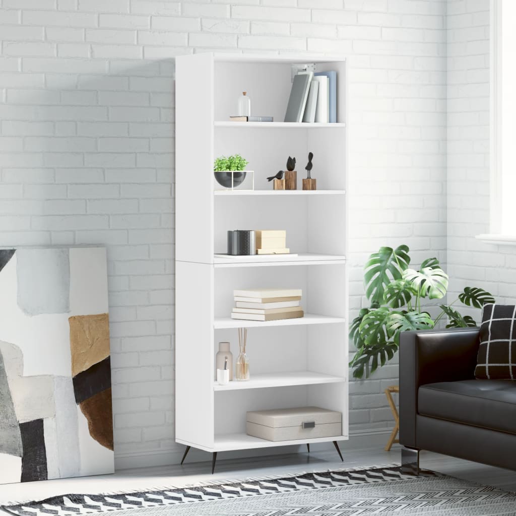 reol 69,5x32,5x180 cm konstrueret træ hvid