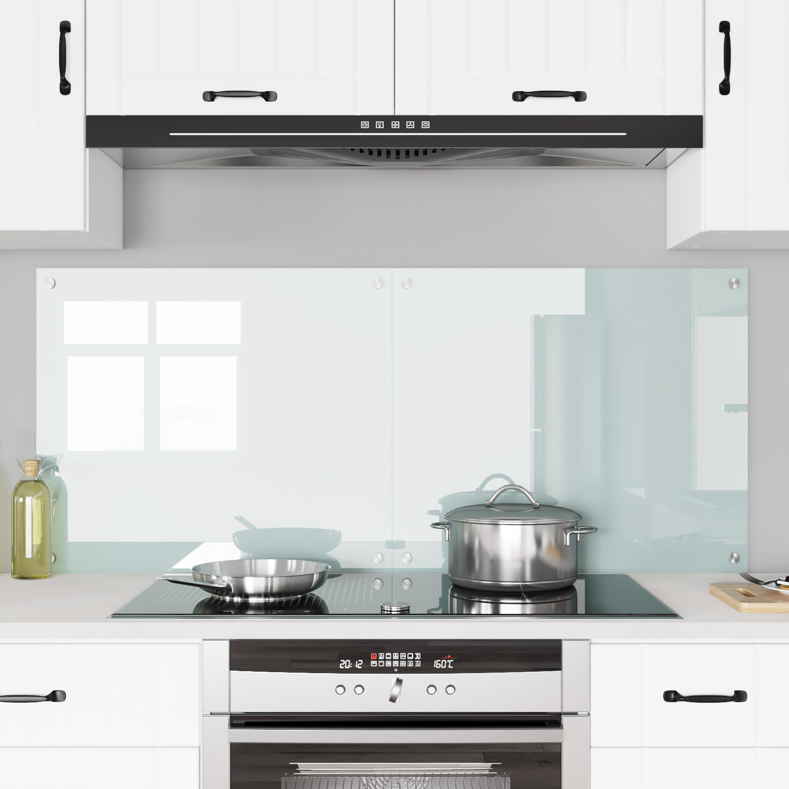 Køkkenbacksplash 2 pcs Hvid 70 x 60 cm hærdet glas