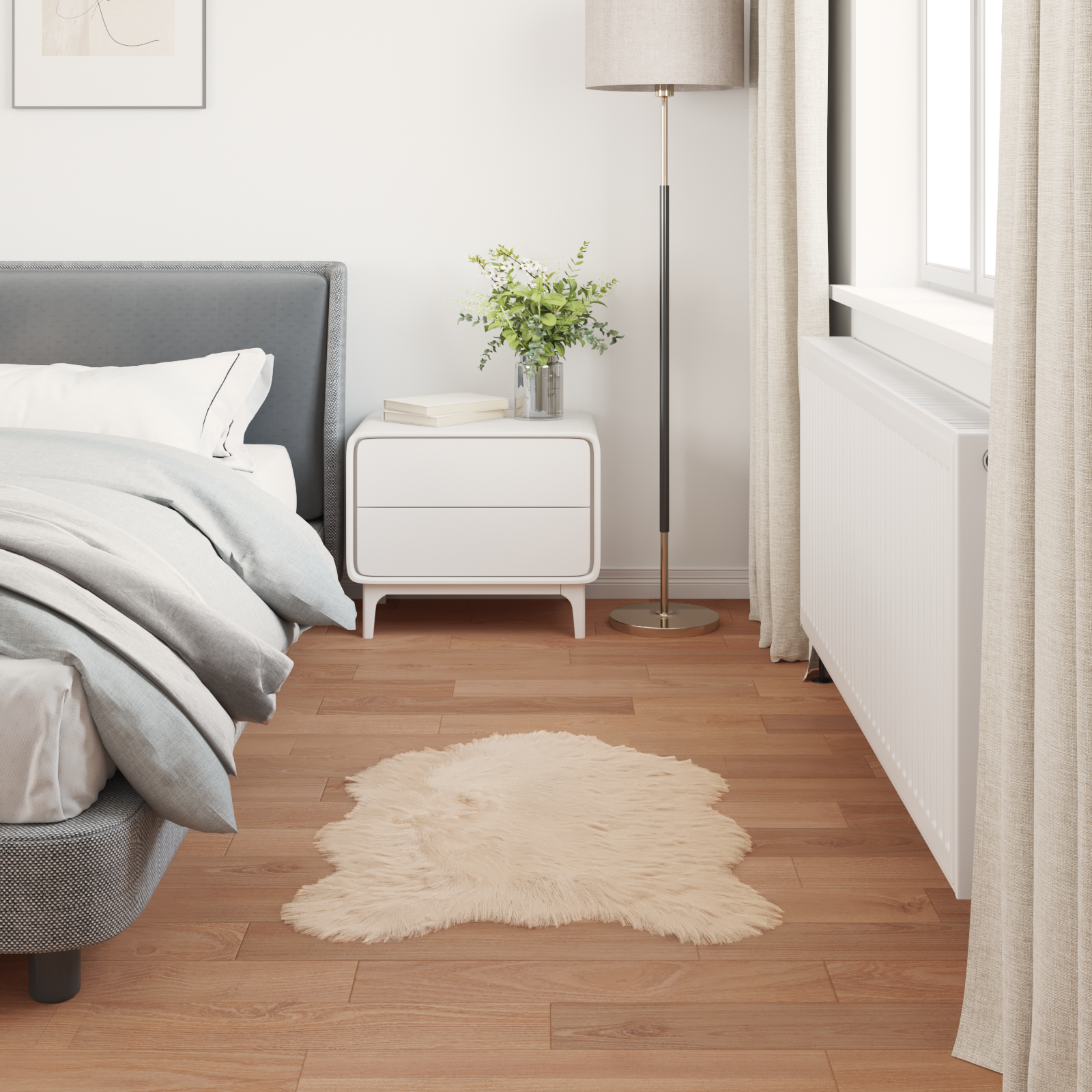 Fuskobbel lammeskindstæppe TAFALLA Beige 60 x 90 cm Polyester