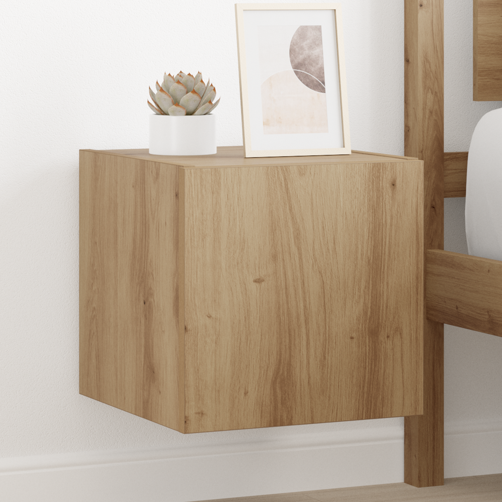 TV vægskab med LED Artisan eg 30,5 x 35 x 30 cm Konstrueret træ