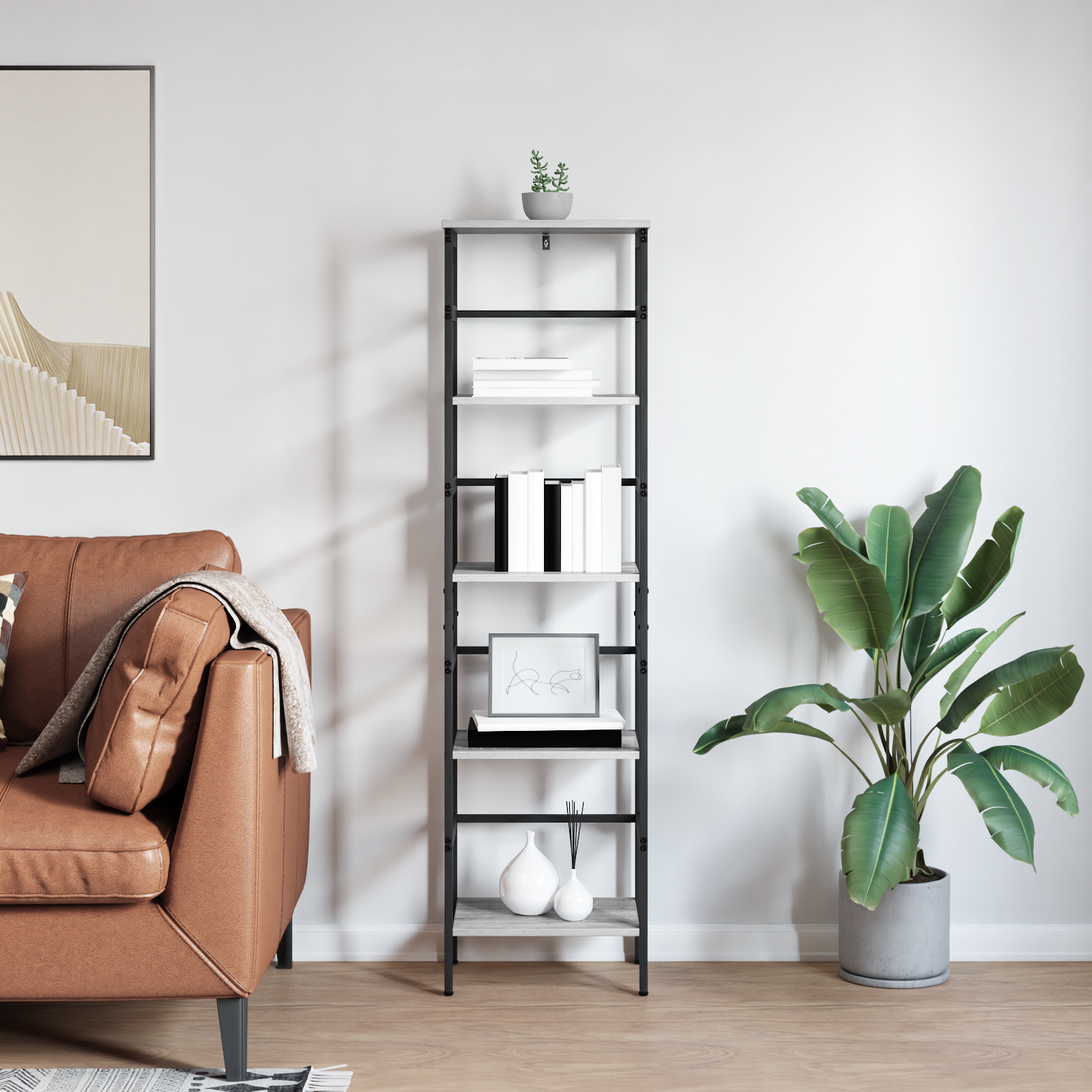 Bogreol Grå Sonoma 40 x 29,5 x 149 cm Konstrueret træ