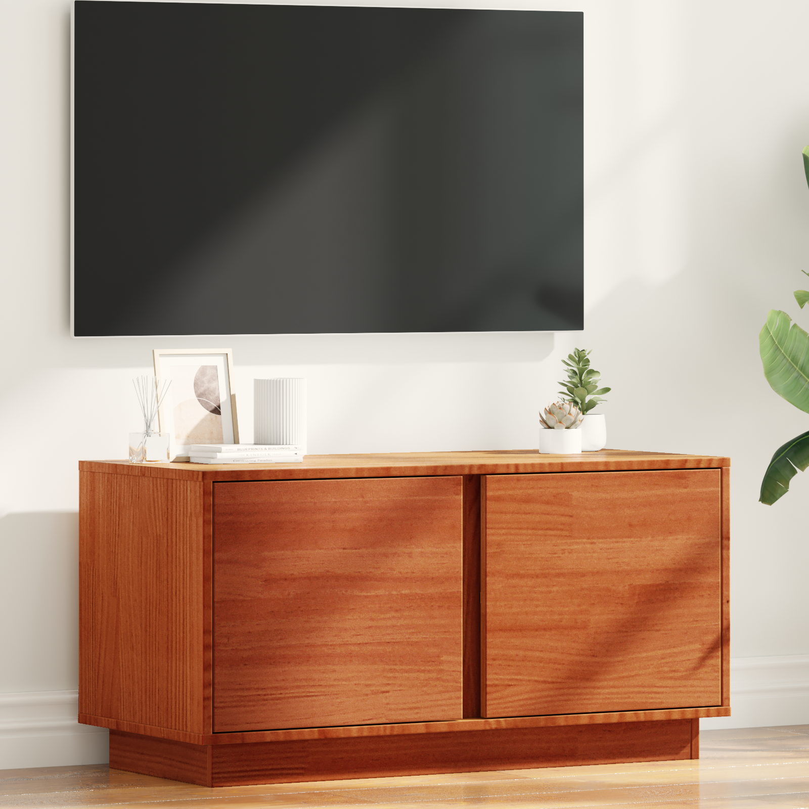 TV-skab Voks brun 80 x 35 x 40,5 cm Massiv fyrretræ