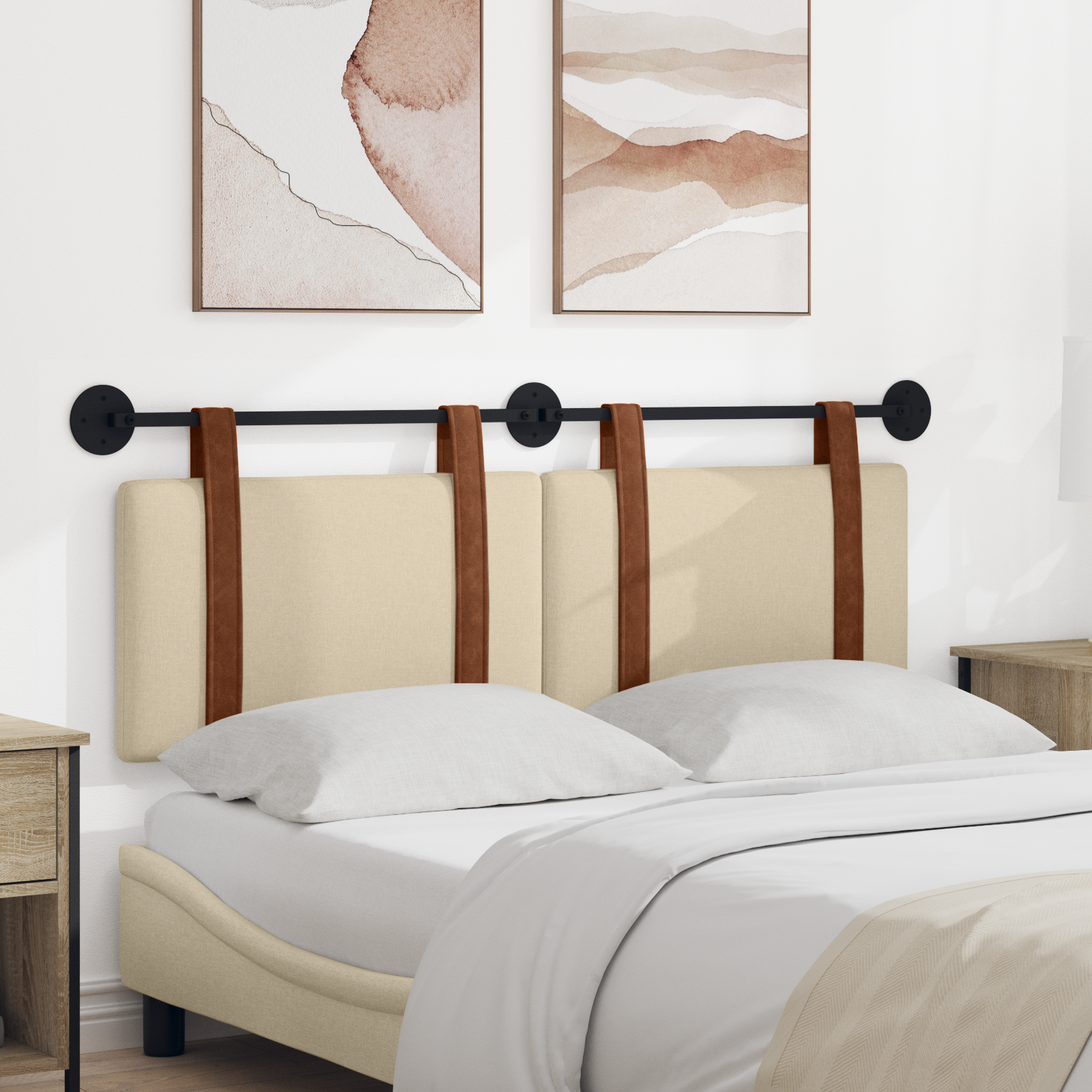 Hængende Hovedgavl Vægmonteret Creme 130 x 55 x 5 cm Antik PU