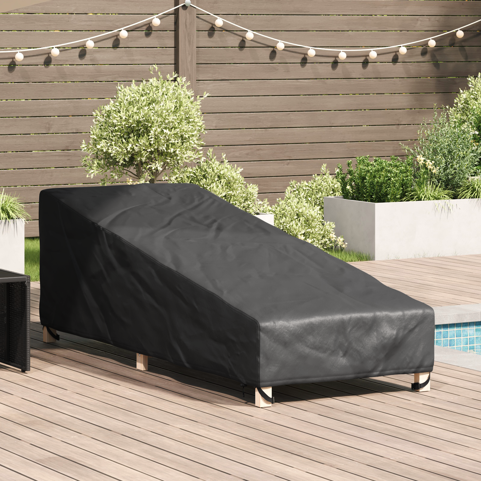 Udendørs møbelovertræk Sort 210 x 80 x 75 cm 420D Oxford stof