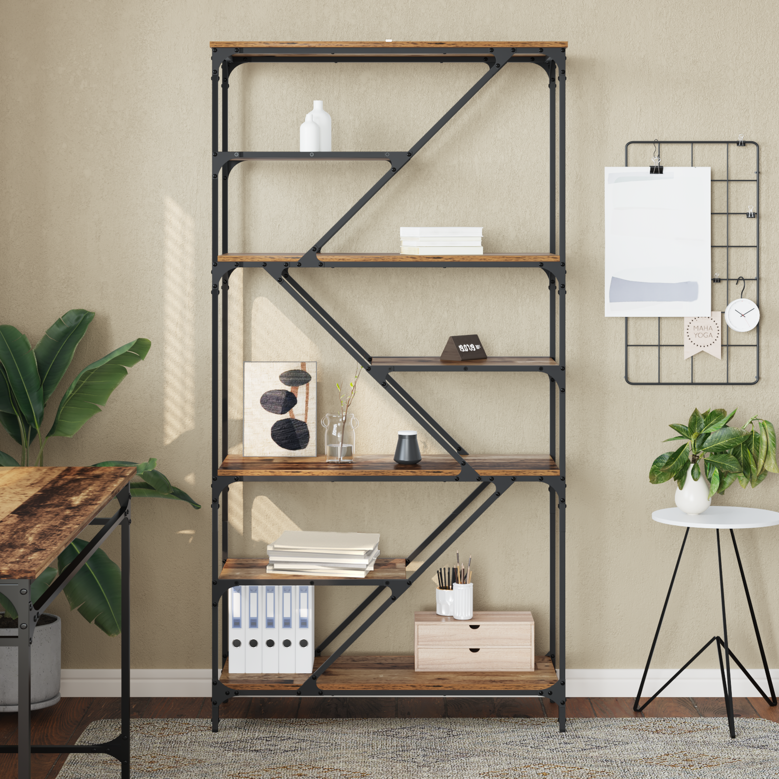 Bogreol Gammelt træ 91 x 36 x 176 cm Konstrueret træ
