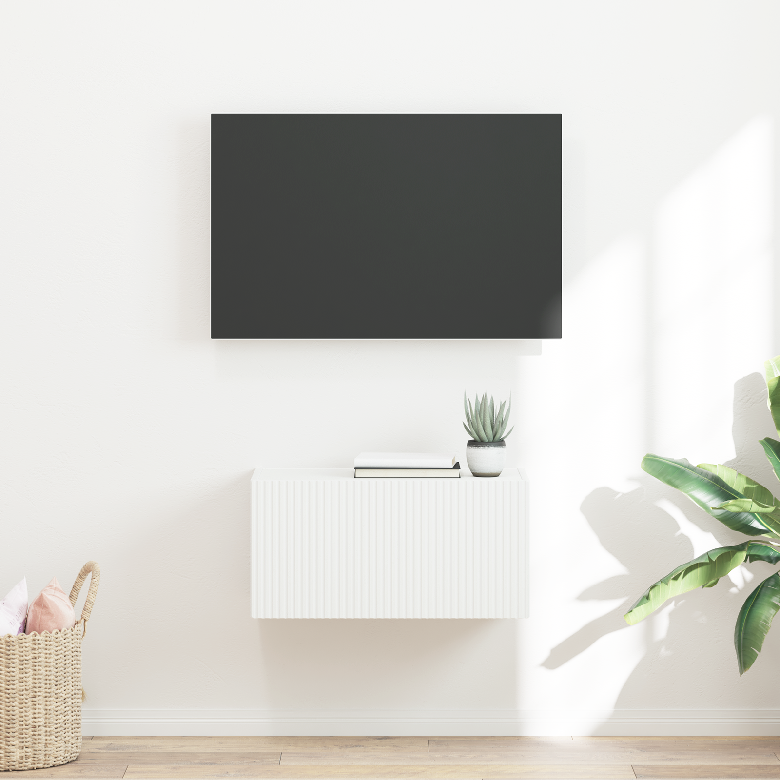 TV vægskab Vægmonteret Hvid 60 x 31 x 29,5 cm Konstrueret træ