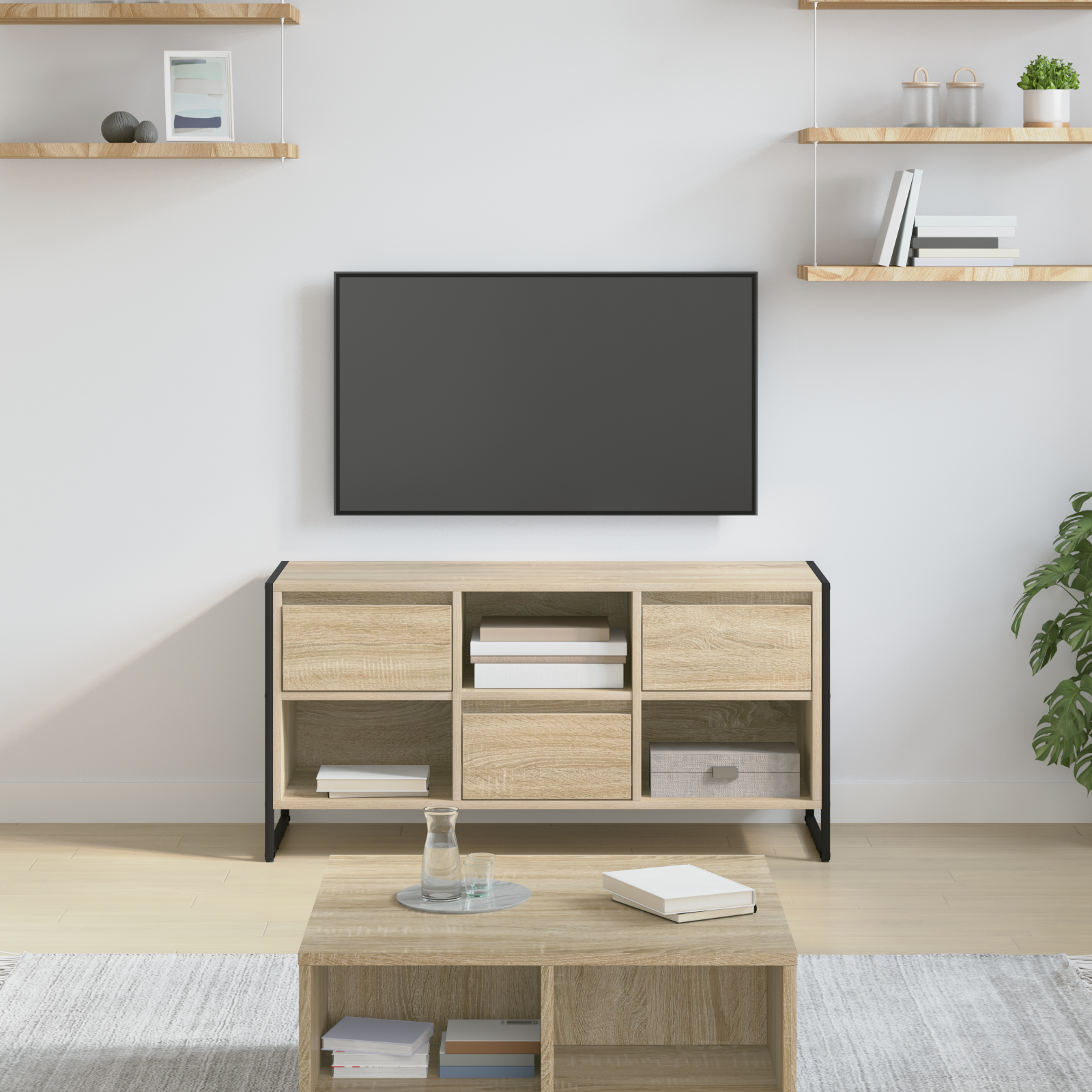 TV-skab med skuffe Sonoma 100 x 36 x 49,5 cm Konstrueret træ