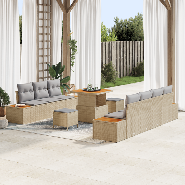 Havesofa Sæt med pude 10 pcs Beige og lys grå