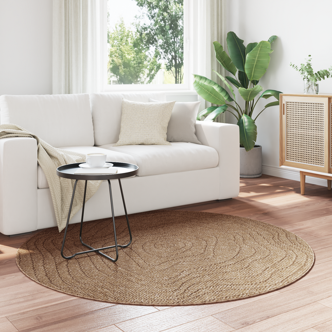 Områdetæpper Rund Moiré AGIRA Naturfarvet Ø 120 CM Polyester