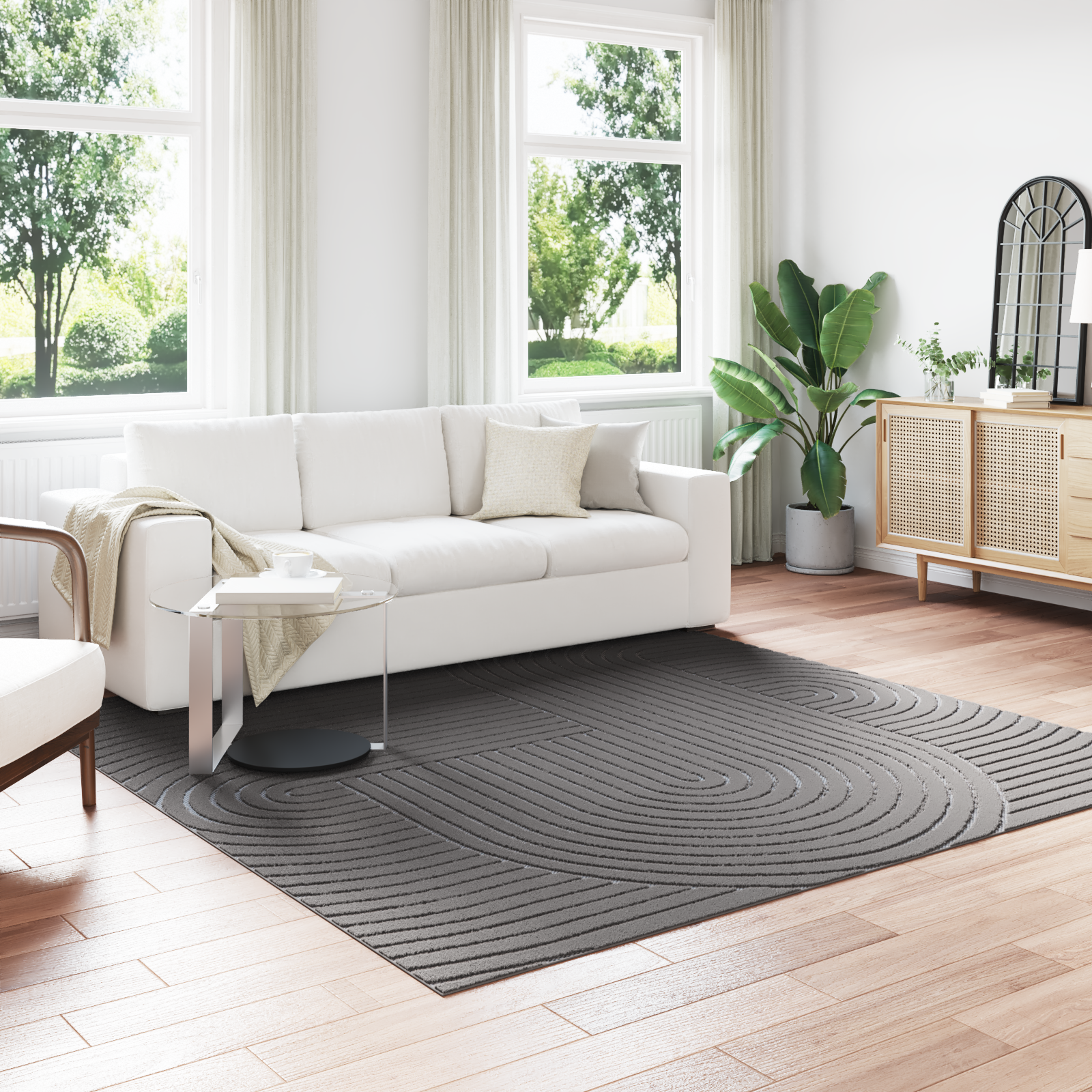 Områdetæpper Firkantet PALMERAS Antracit 240 x 240 cm Polyester