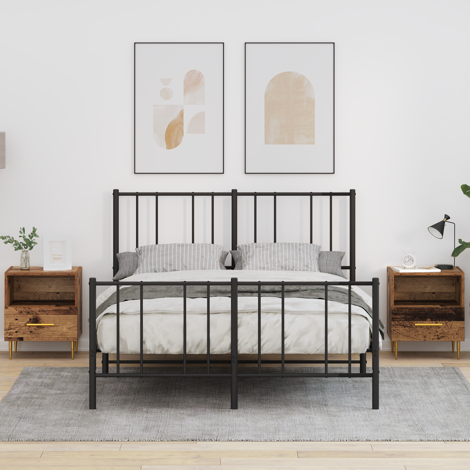 Sengebord 2 pcs Gammelt træ 40 x 35 x 47,5 cm Konstrueret træ