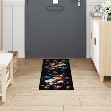 Køkken tæppe Sort 150 x 45 cm Fløjl