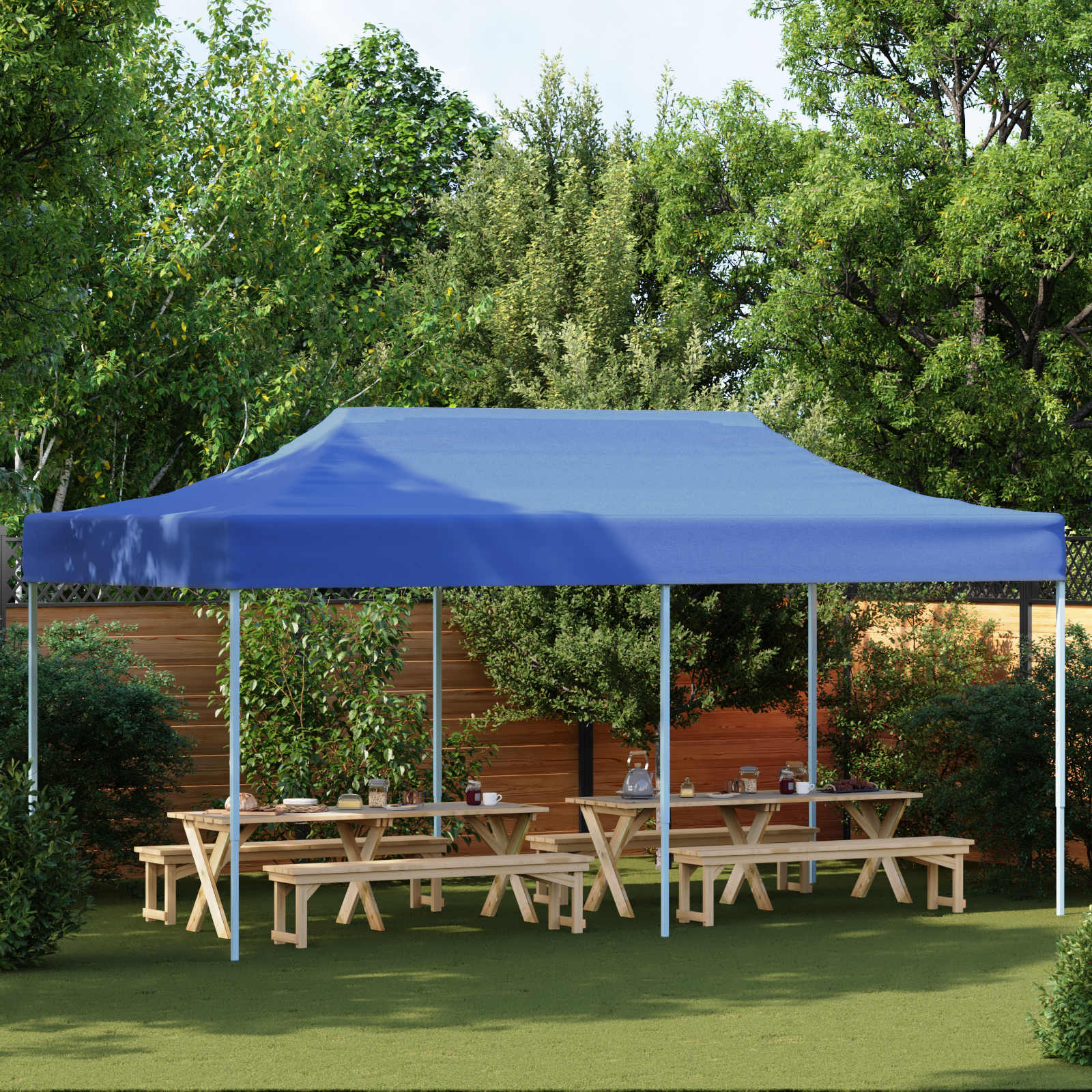 Party Tent Blå 291 x 580 x 315 cm Oxford stof