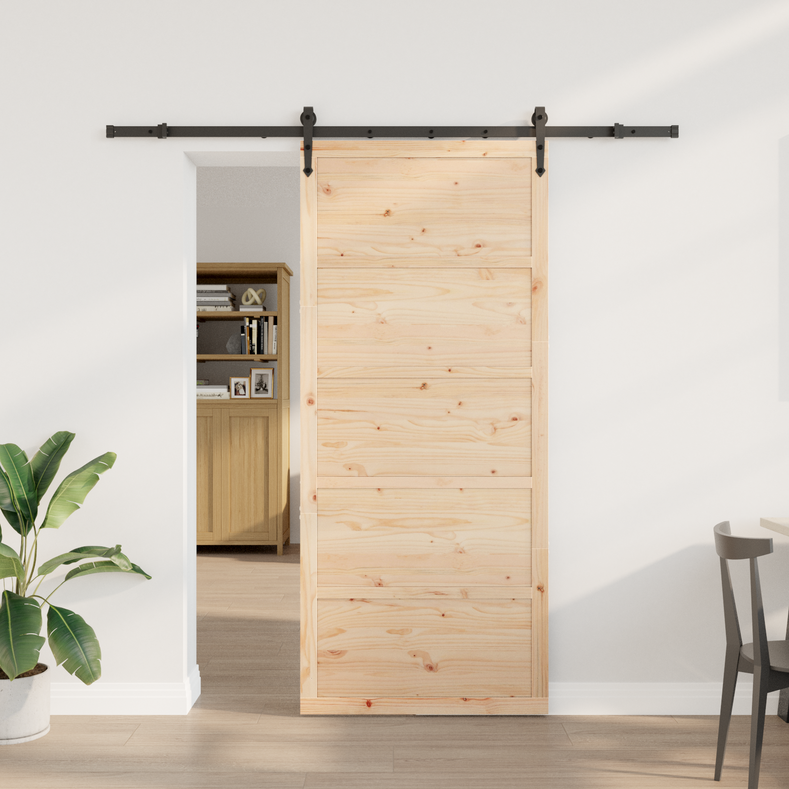 Skydedør Naturfarvet 90 x 208 cm Massivt fyrretræ