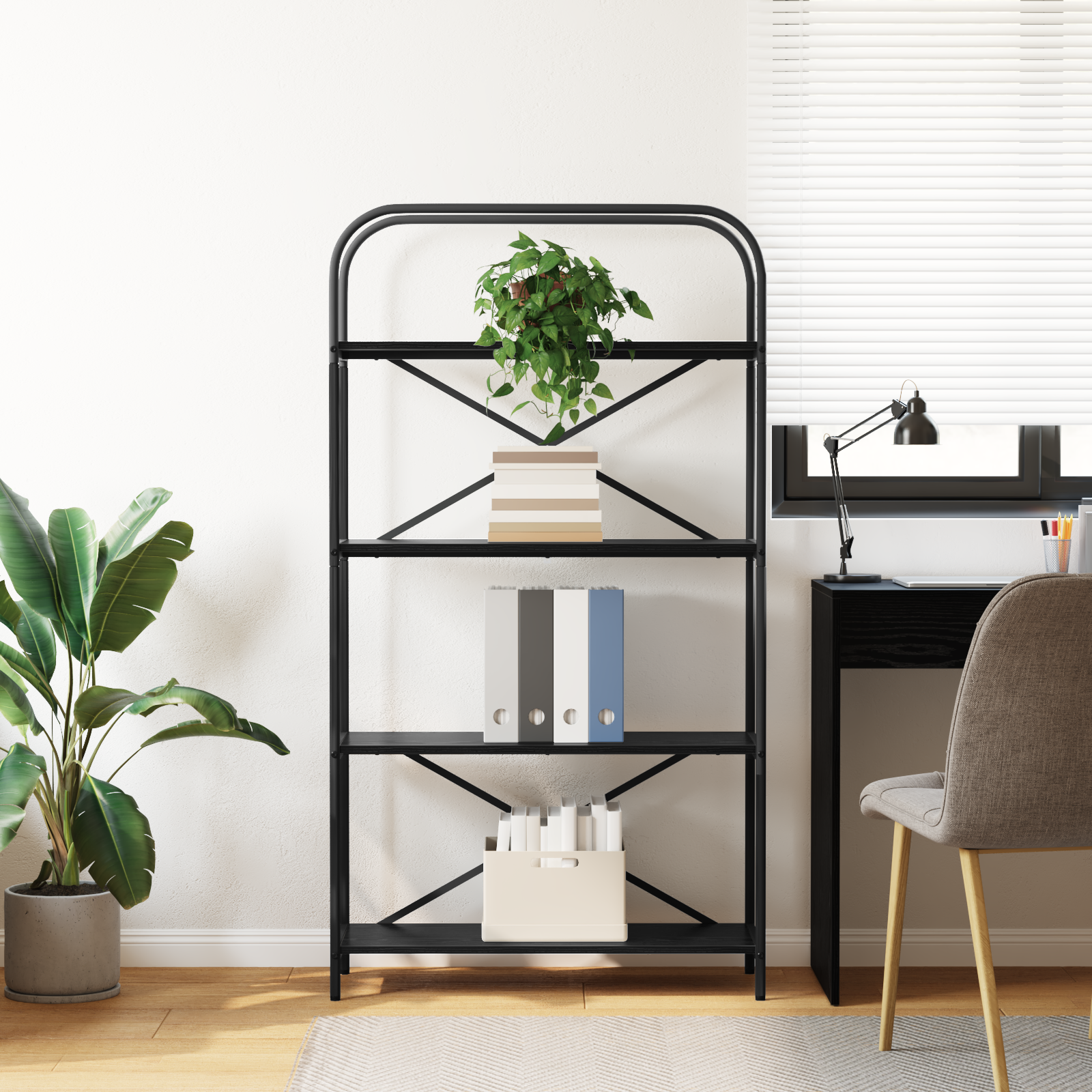Bogreol Sort eg 80 x 30 x 146 cm Konstrueret træ