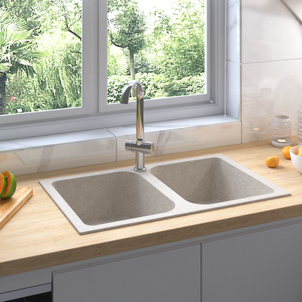 Køkkenvask Kvarts og harpiksen 76 x 48 x 30 cm Beige