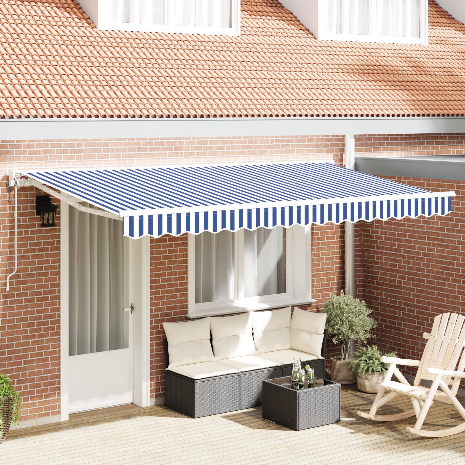 Markiseramme Blå og Hvid 350 x 200 cm