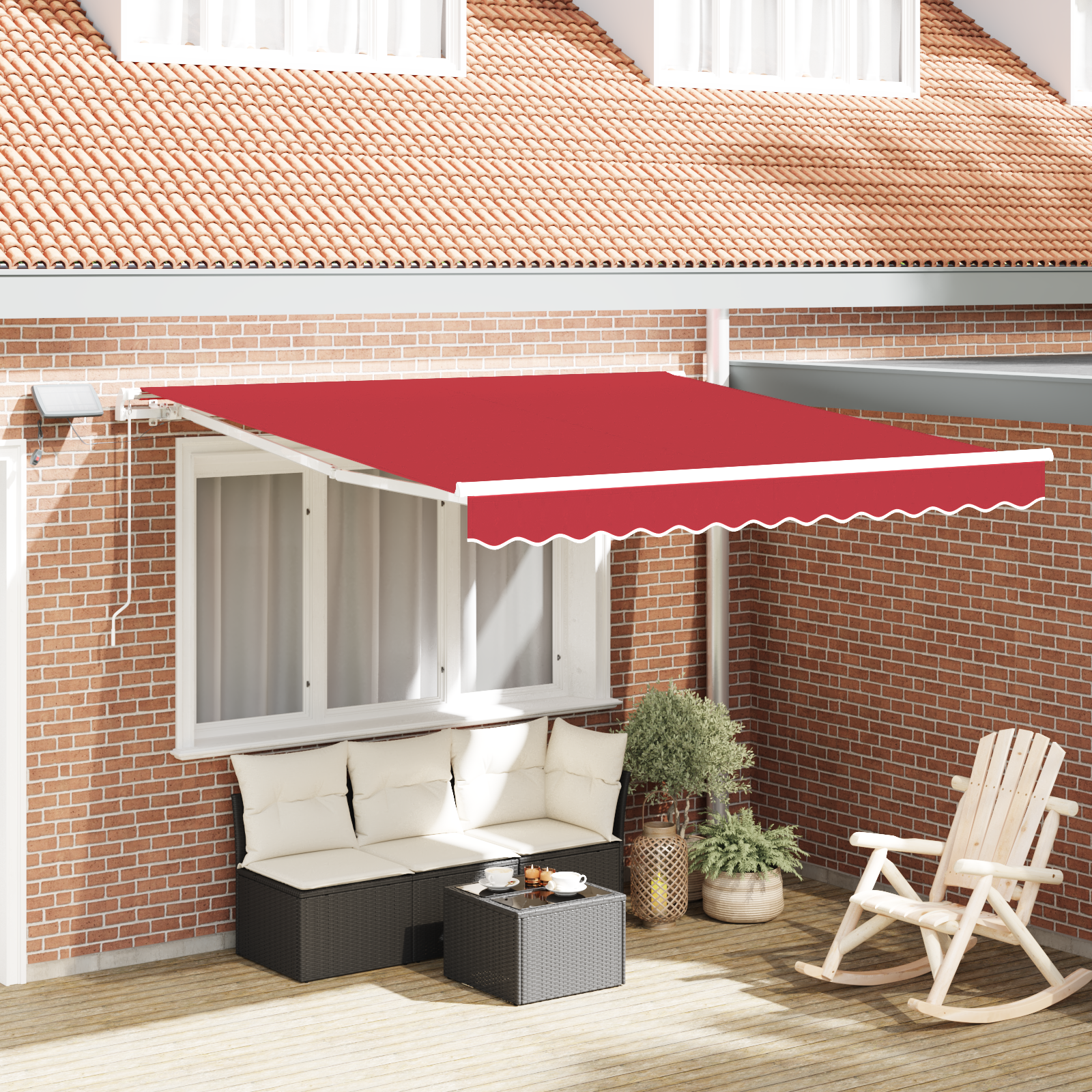 Udtrækkelig markise Rød 300 x 250 cm Stof og aluminium