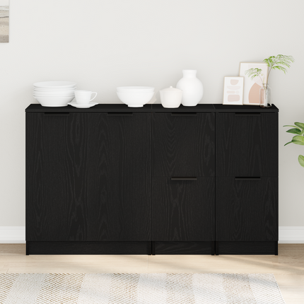 Sideboard 3 pcs Sort eg Konstrueret træ