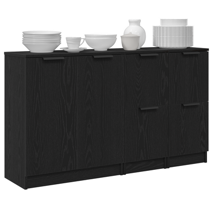 Sideboard 3 pcs Sort eg Konstrueret træ