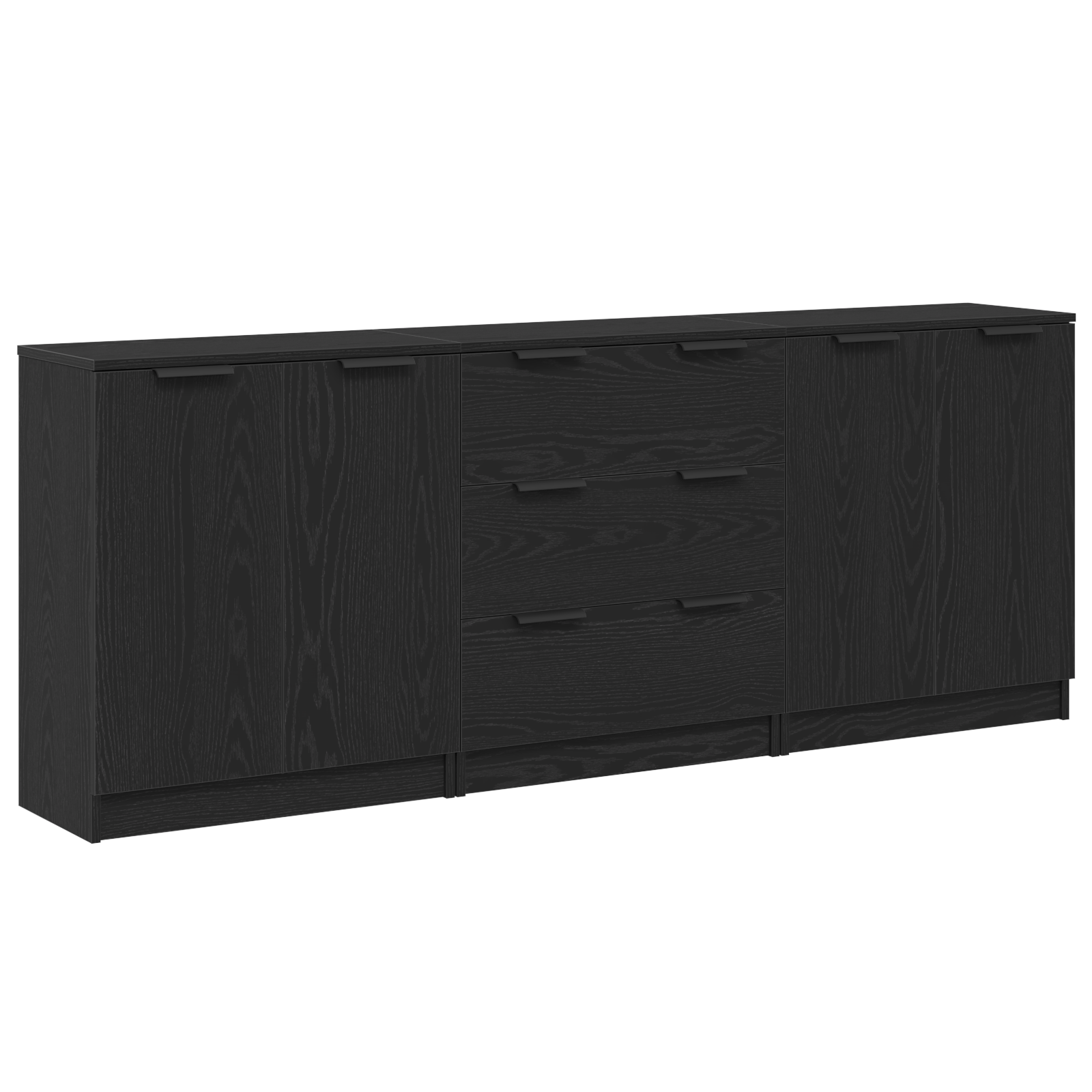 Sideboard 3 pcs Sort eg 180 x 30 x 70 cm Konstrueret træ