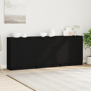 Sideboard 3 pcs Sort eg 180 x 30 x 70 cm Konstrueret træ
