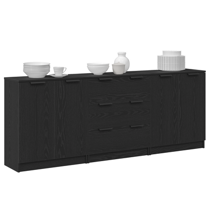 Sideboard 3 stk. Sort eg 180 x 30 x 70 cm Konstrueret træ