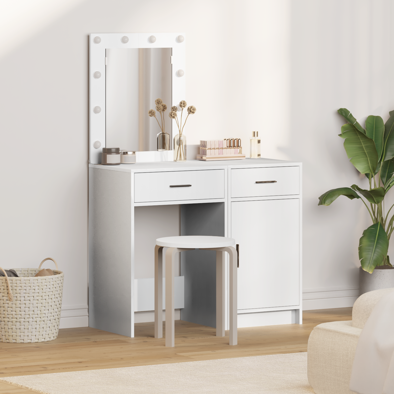 Klædeskab med dør 2 pcs Hvid 50 x 41 x 135 cm Konstrueret træ