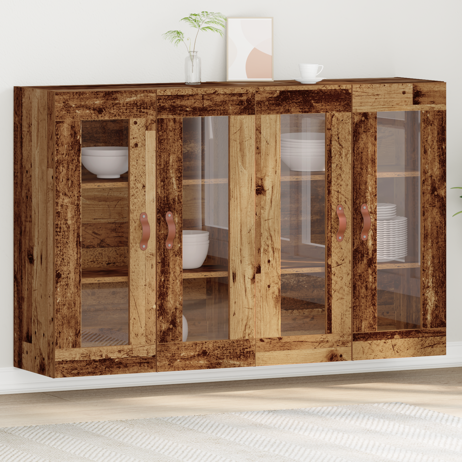 Væggeskabe 2 pcs Gammelt træ 69,5 x 34 x 90 cm Konstrueret træ