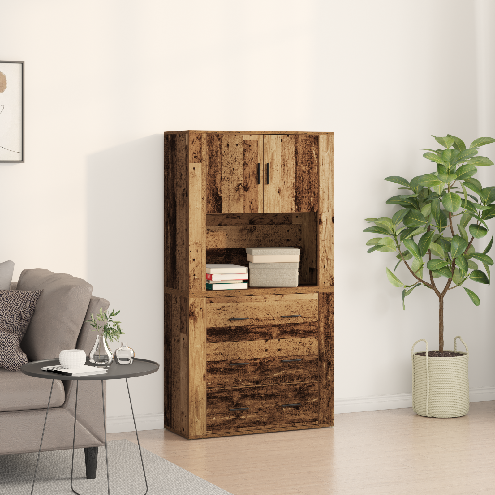 Highboard Gammelt træ 80 x 33 x 150 cm Konstrueret træ