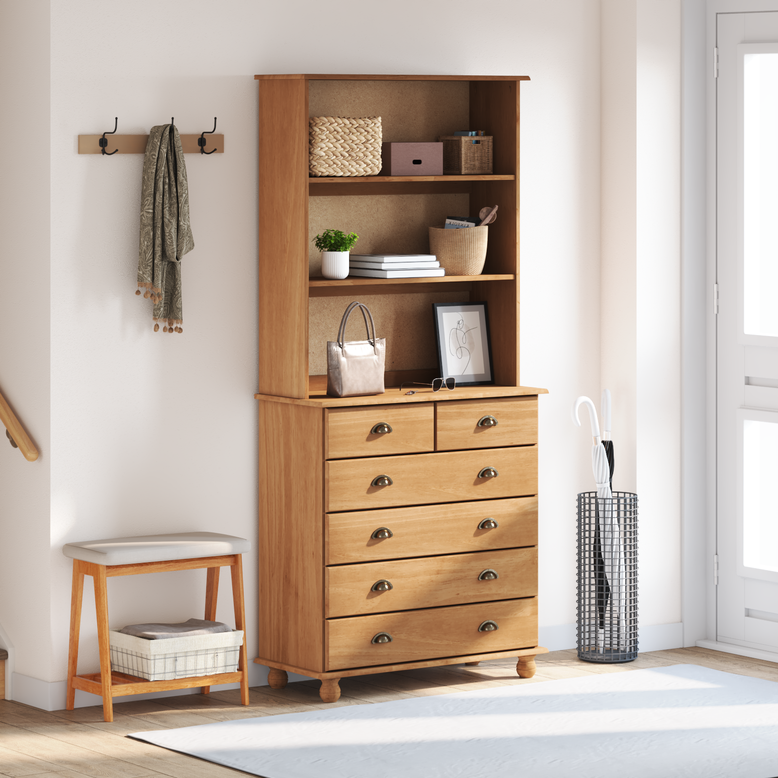 Skab ASKIM Honning Voks 91 x 40 x 200,5 cm Massiv fyrretræ
