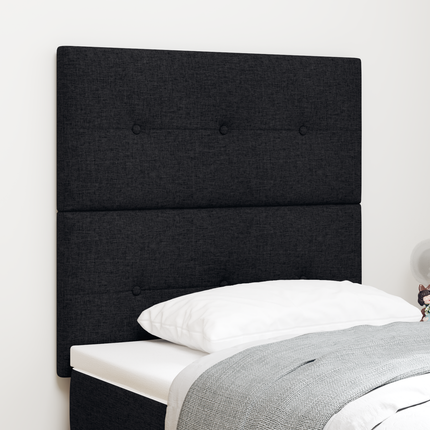 LED sengegavl med LED-lysstrimler Sort 80 cm Stof