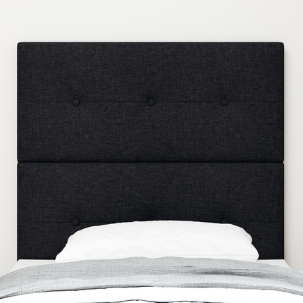 LED sengegavl med LED-lysstrimler Sort 80 cm Stof
