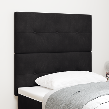LED sengegavl med LED-lysstrimler Sort 80 cm Fløjl